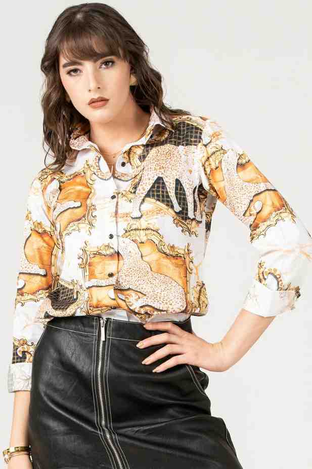 Women’s Golden Luxe Print Shirt – Long Sleeve