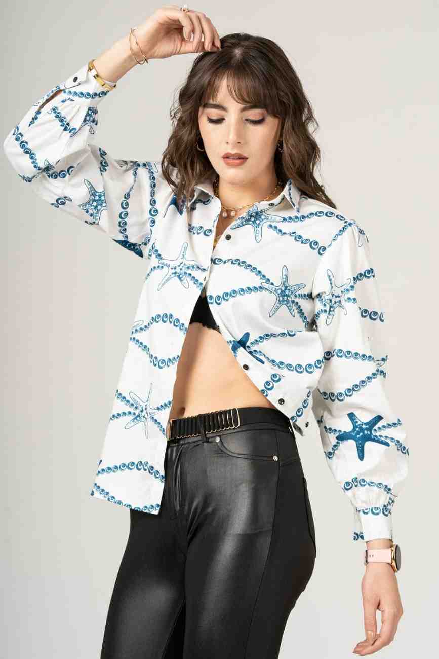 Ocean Starfish Printed Girl Shirt